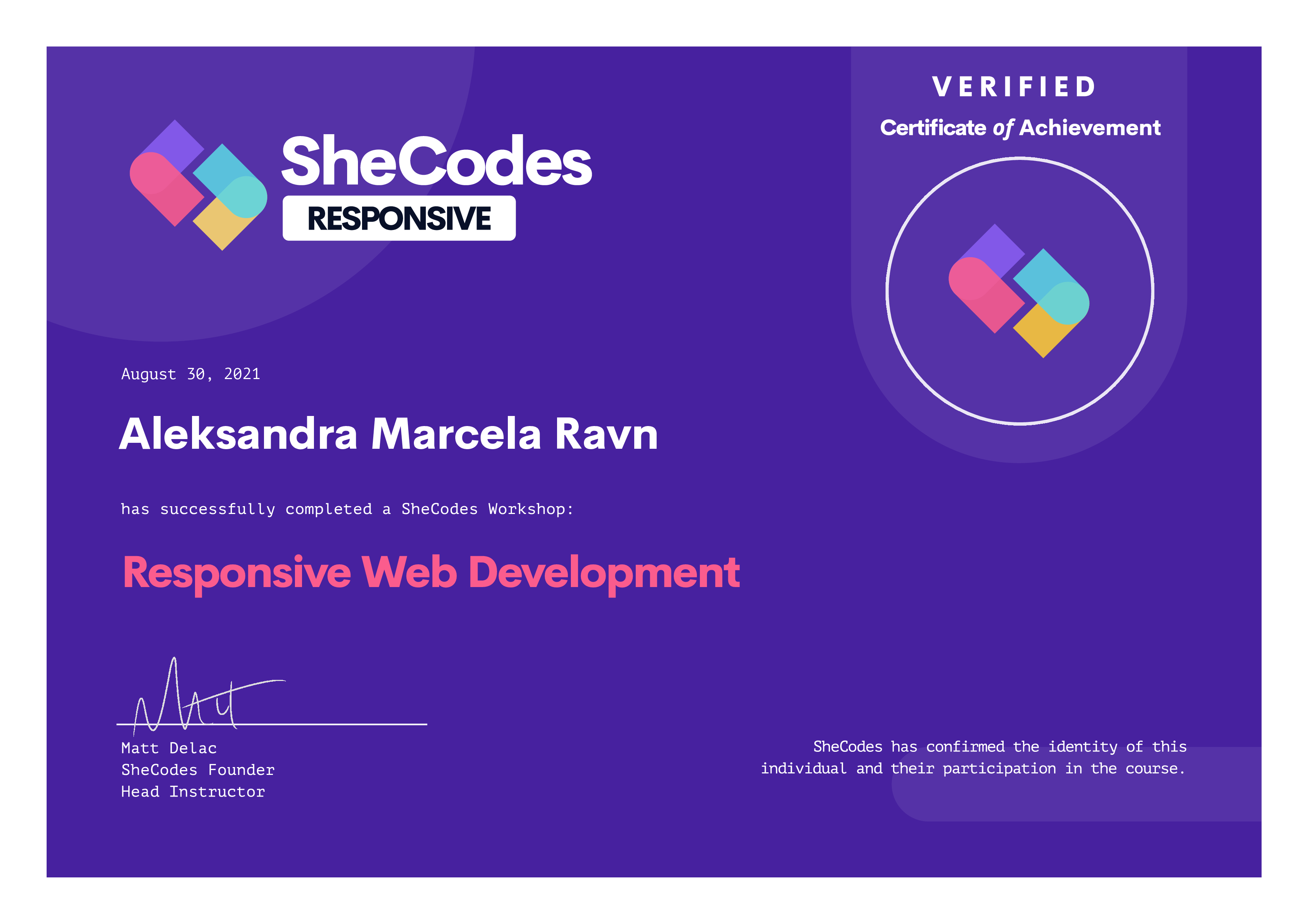 SheCodes Responsive Web Development Certificate